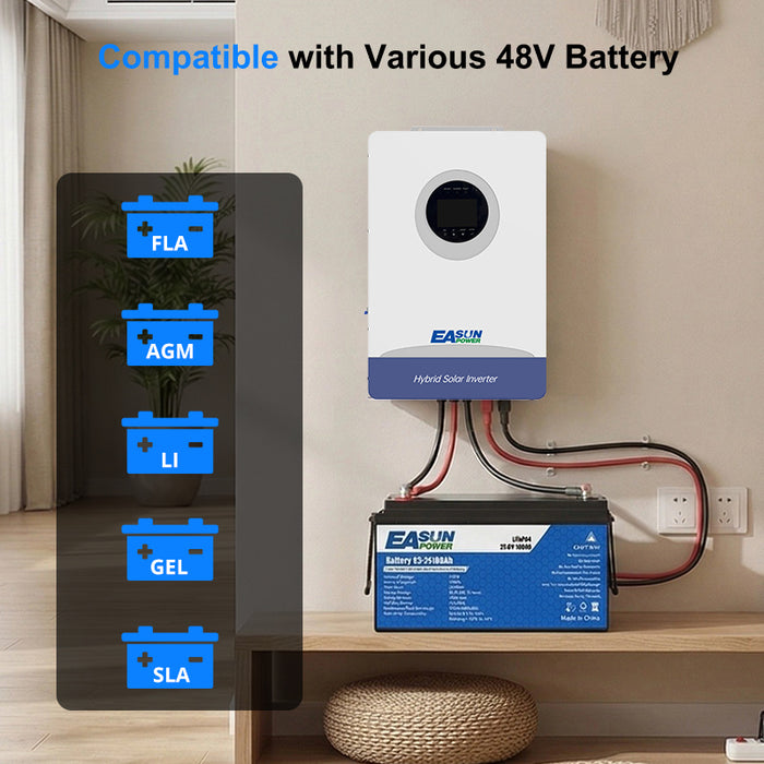 EASUN 12KW 48V Hybrid Solar Inverter with MPPT, Parallel Support and WiFi