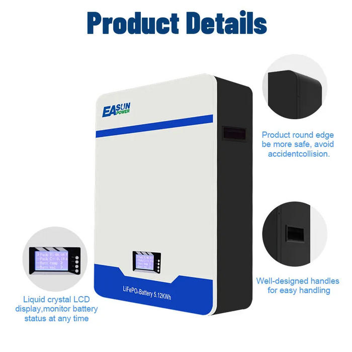 10kWh 48V 200Ah LiFePO4 Wall-Mounted Battery for Solar, Backup & Off-Grid | Easunpower