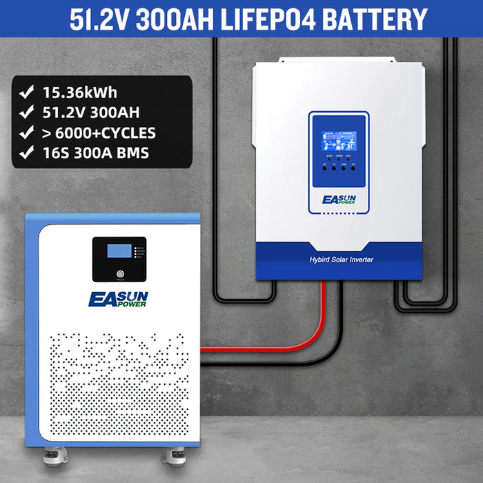 15kWh 48V 300Ah LiFePO4 Home Wall-Mounted Battery – Solar/Backup & Off-Grid | Easunpower
