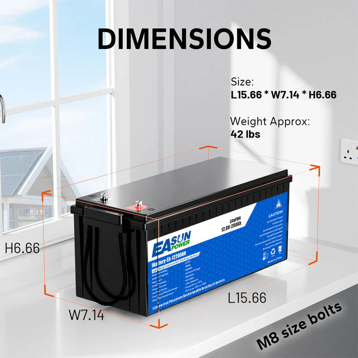 12V 200Ah LiFePO4 Deep Cycle Battery Fast EU delivery & Tax-Free | Easunpower