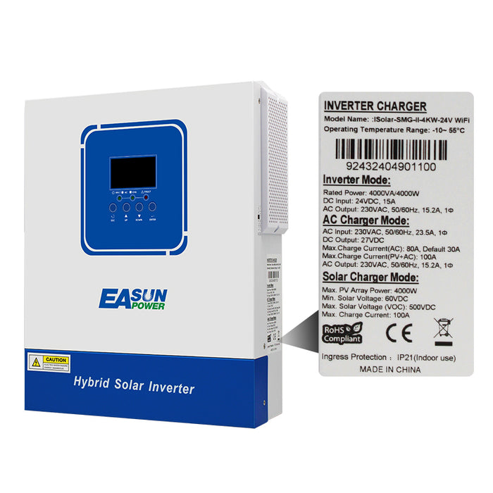 4KW Solar Inverter 100A MPPT Solar Charge Controller  With Wifi - Easunpower