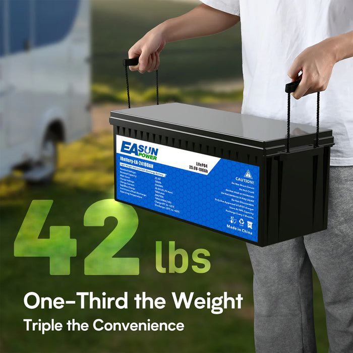 24V 100Ah LiFePO4 Battery for Trolling Motor, RV & Off-Grid | Easunpower