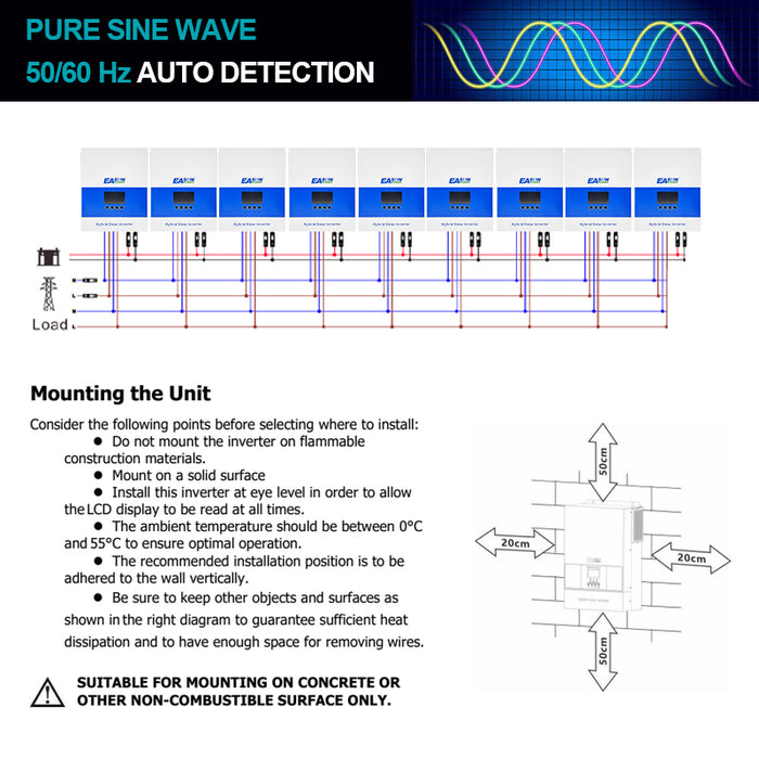Easun 6.5kW 48V 230V Hybrid Off‑Grid Inverter  120 A MPPT Parallel