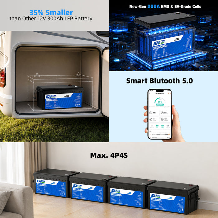 Easun 12V 300Ah LiFePO4 Lithium Battery for RV