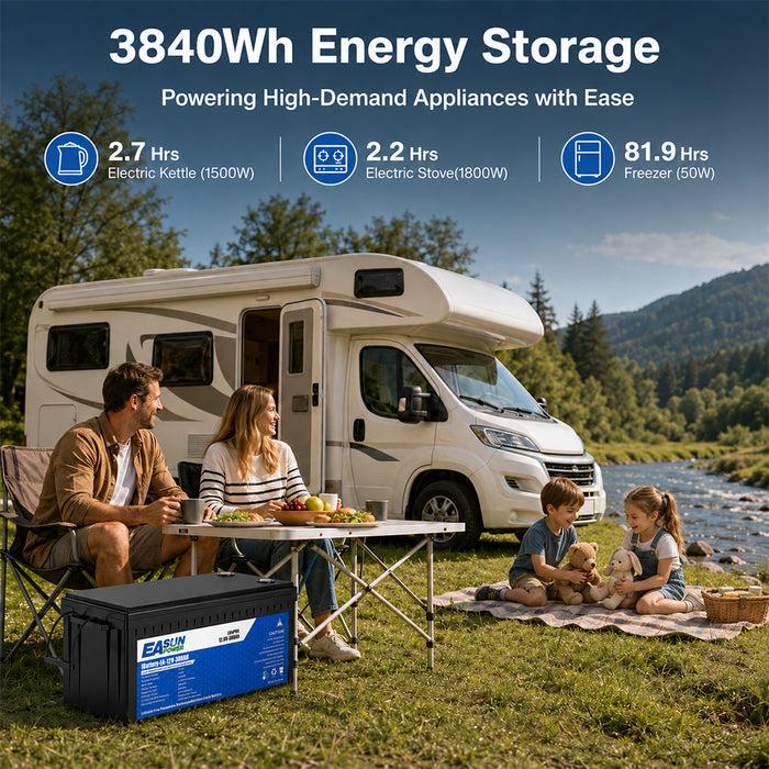 Easun 12V 300Ah LiFePO4 Lithium Battery for RV