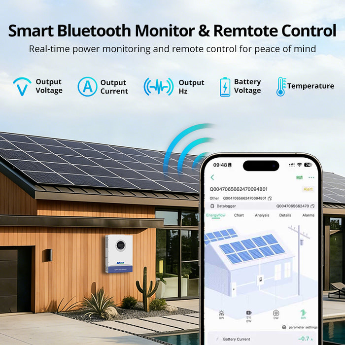 EASUN 6200W 48V Hybrid Solar Inverter with 100A MPPT, Parallel Support and WiFi