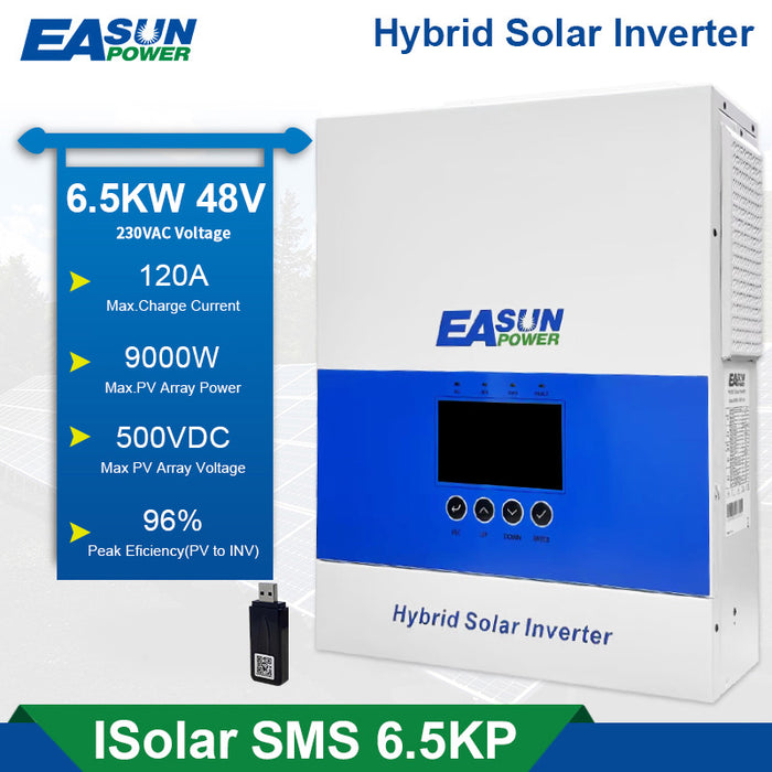Easun 6.5kW 48V 230V Hybrid Off‑Grid Inverter  120 A MPPT Parallel